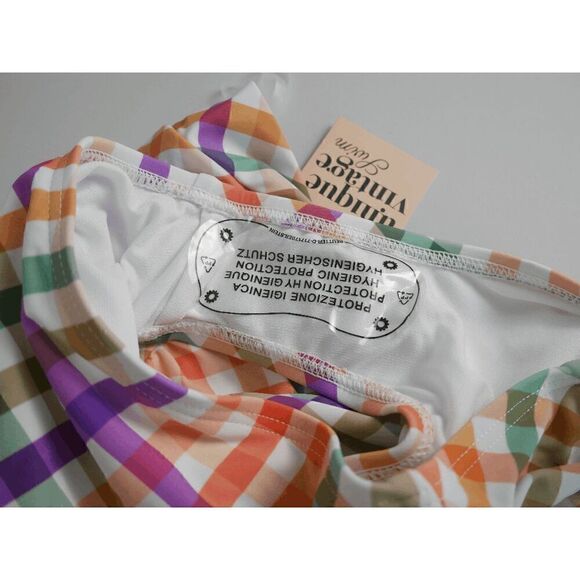 Unique vintage Pastel madras Gingham Monroe Swim Bottom 1X - Picture 5 of 6
